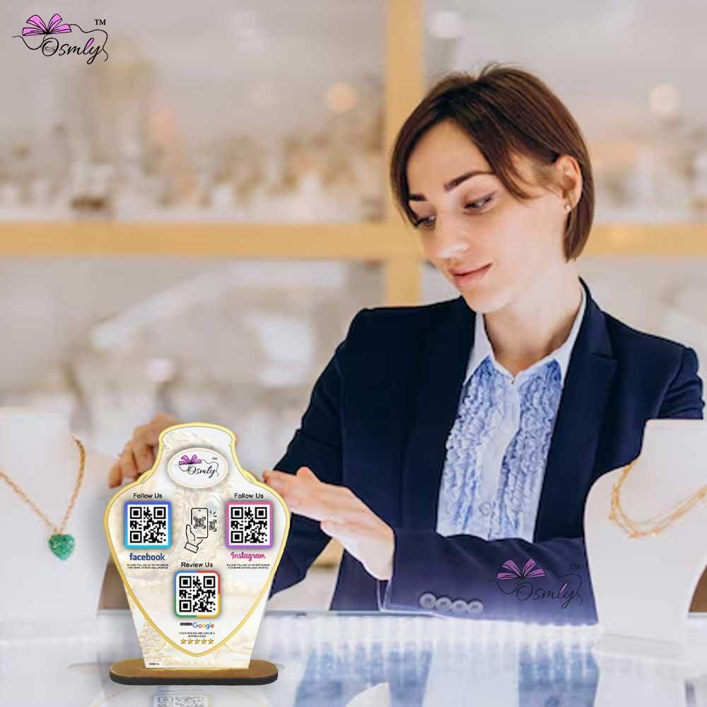 Customized Jewellery QR Review Stand - OSMLY
