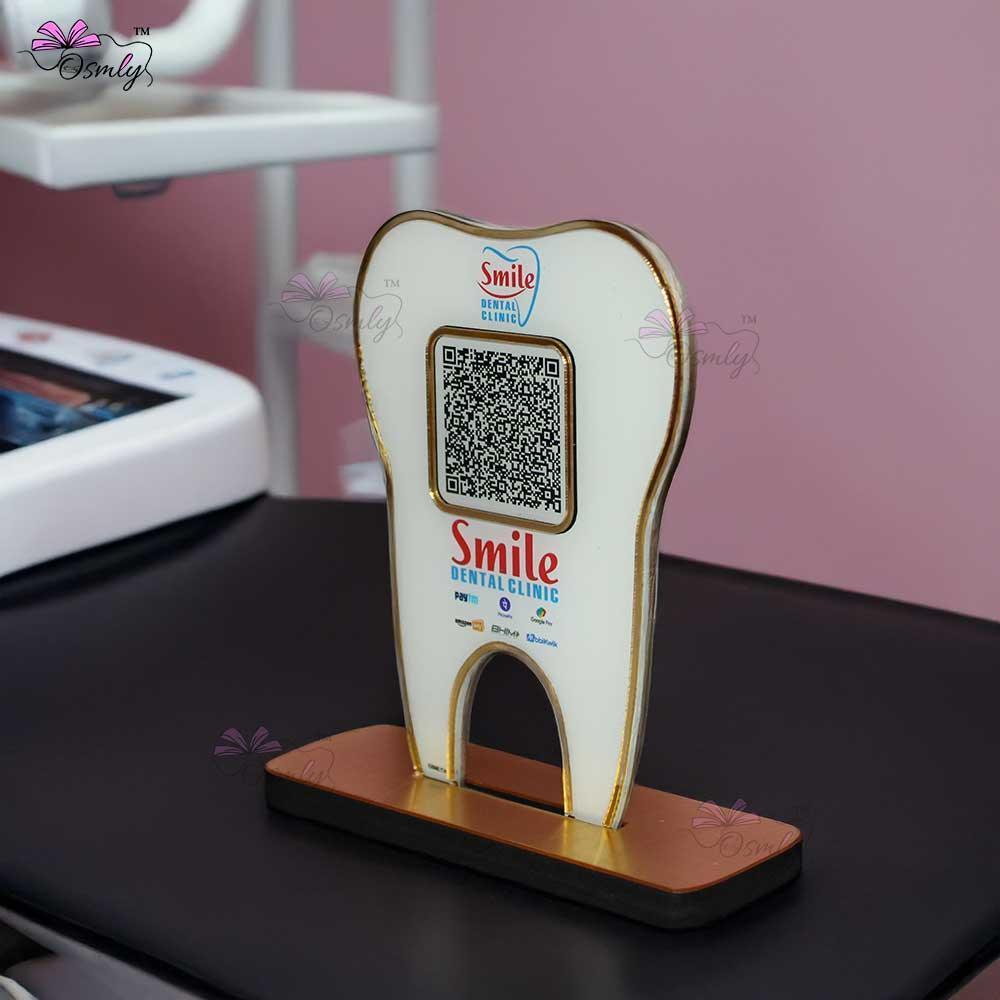 Tooth Shape UPI QR Stand-QR Code Stand-Qr Print-QrPrint