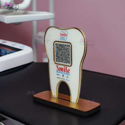 Tooth Shape UPI QR Stand-QR Code Stand-Qr Print-QrPrint