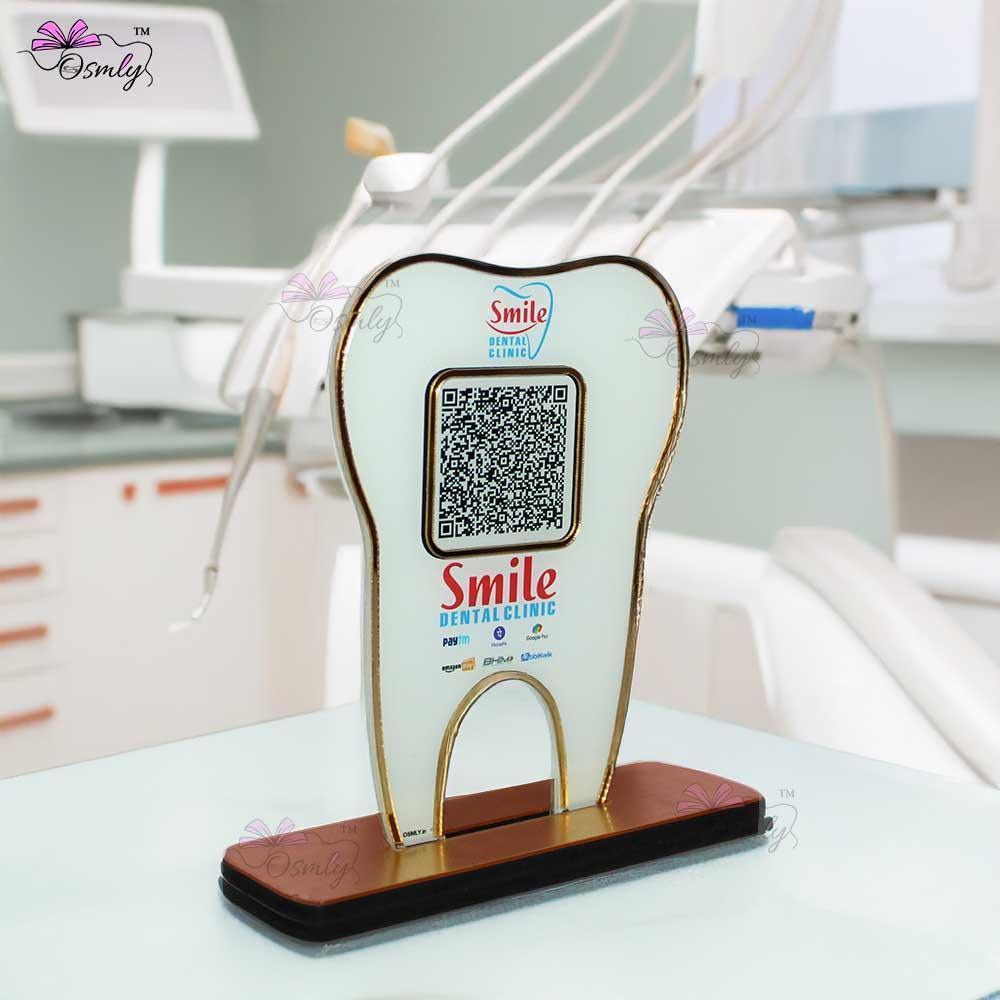 Tooth Shape UPI QR Stand-QR Code Stand-Qr Print-QrPrint