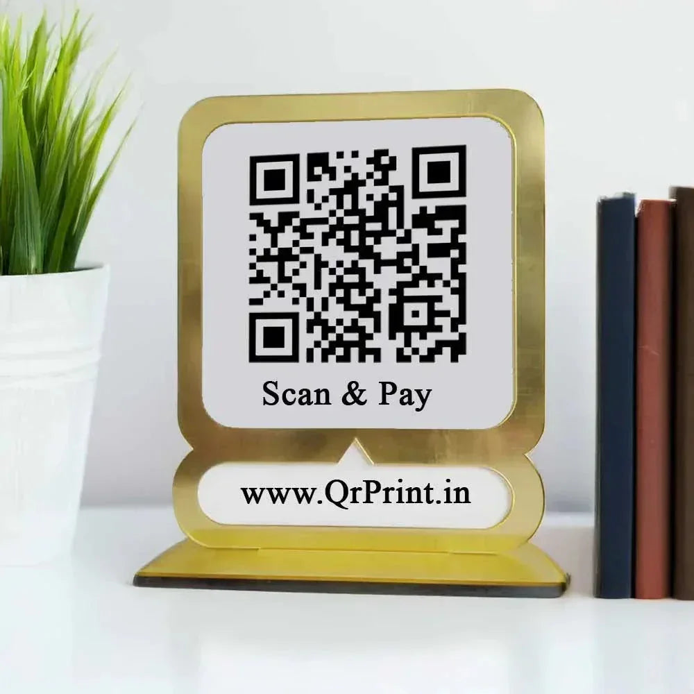 Customized Gold Border QR Stand-QR Code Stand-Qr Print-QrPrint