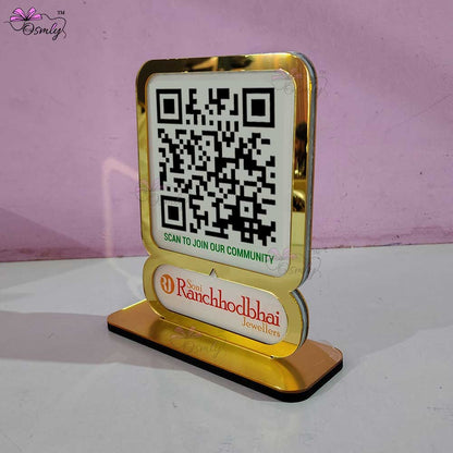 Gold Border Single QR Stand-QR Code Stand-Qr Print-QrPrint
