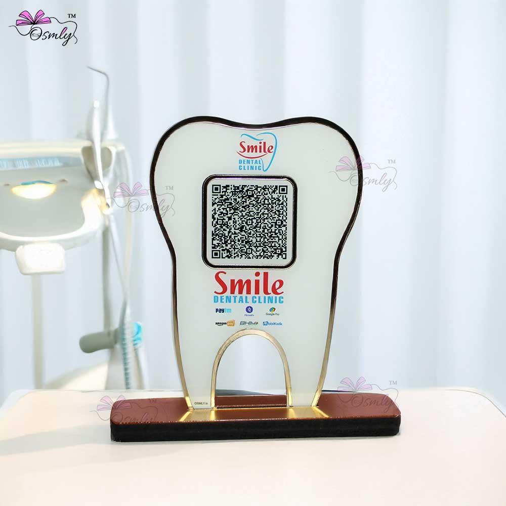 Tooth Shape UPI QR Stand-QR Code Stand-Qr Print-QrPrint