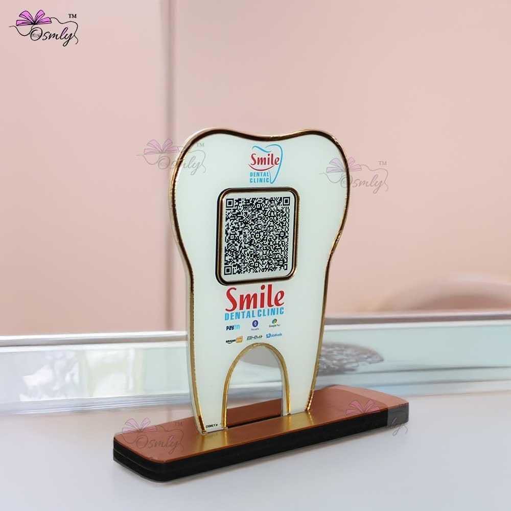 Tooth Shape UPI QR Stand-QR Code Stand-Qr Print-QrPrint
