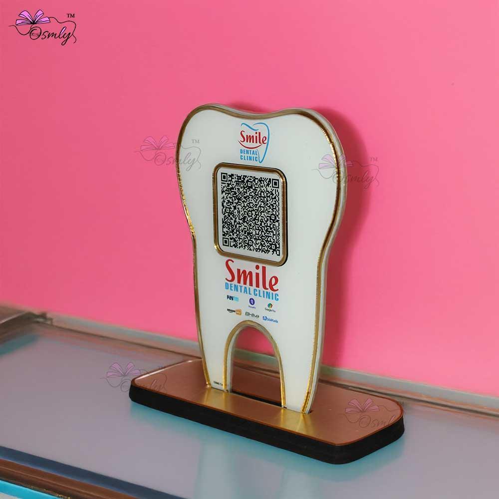 Tooth Shape UPI QR Stand-QR Code Stand-Qr Print-QrPrint