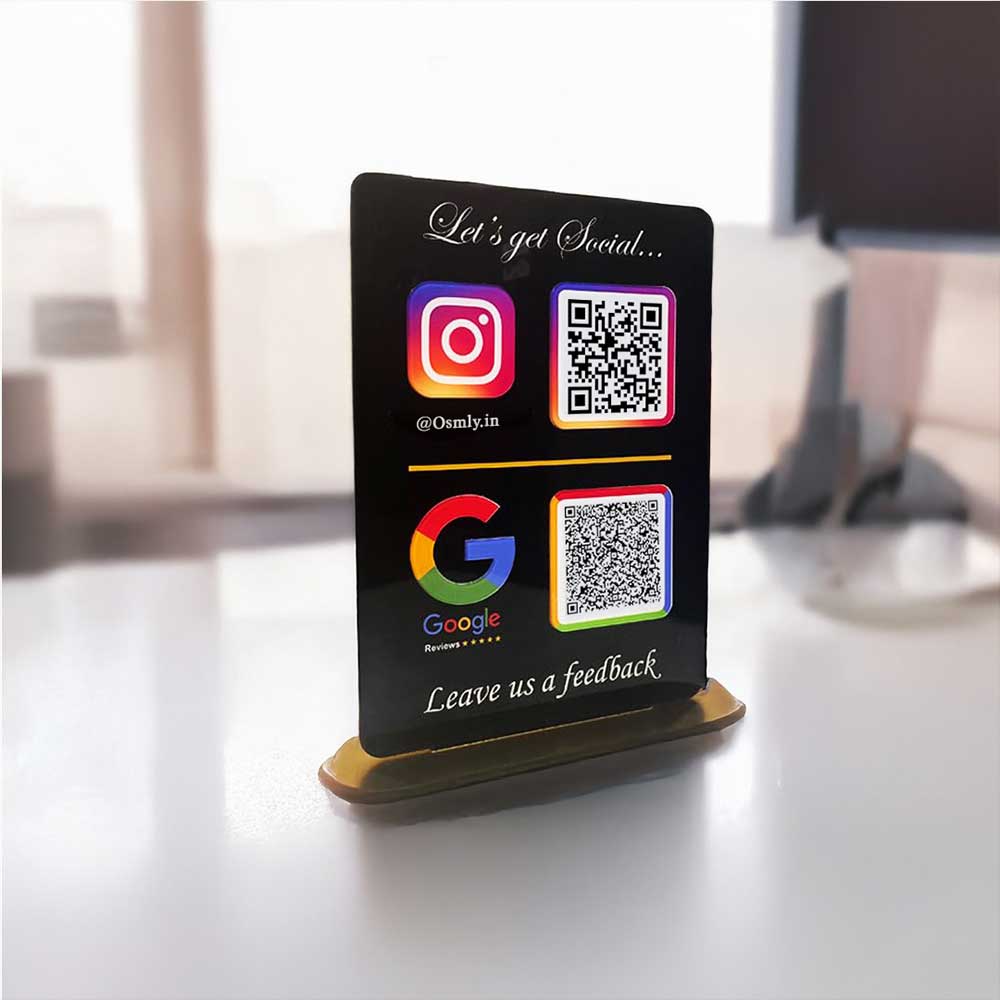 Black Instagram Google QR Stand