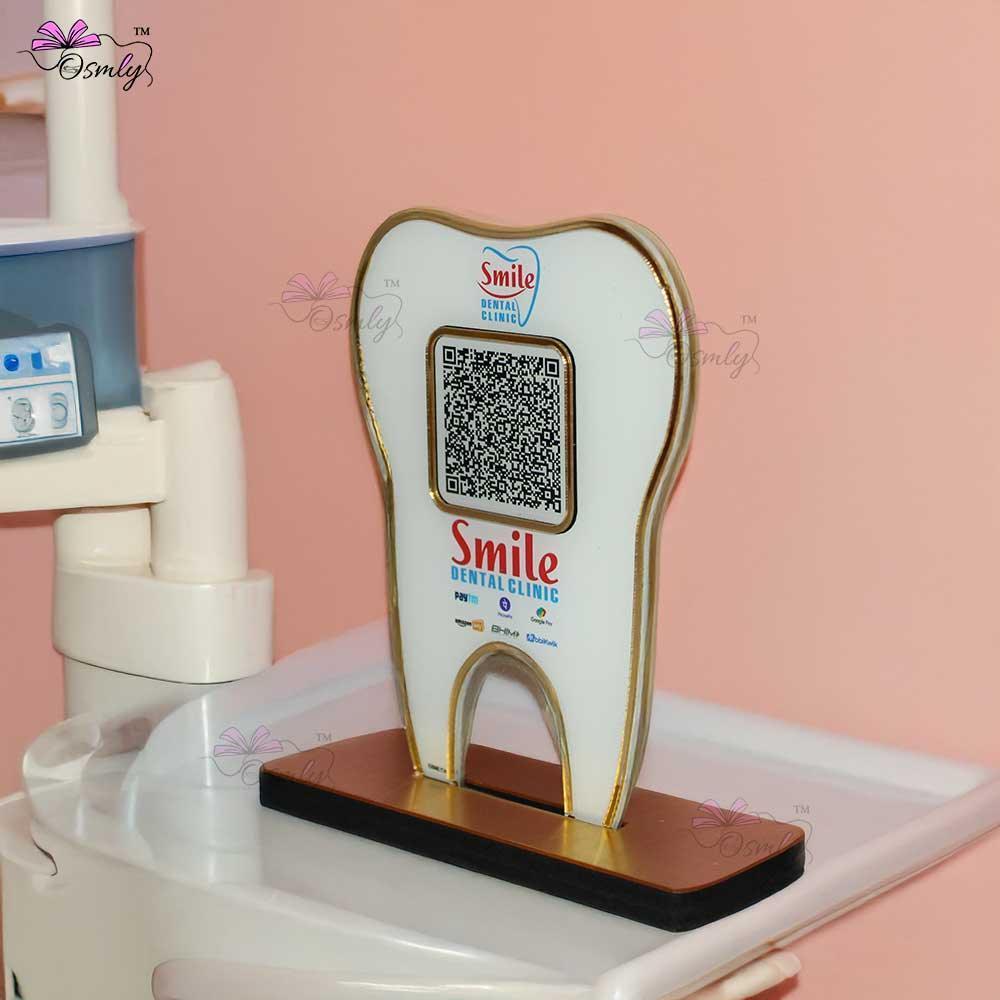 Tooth Shape UPI QR Stand-QR Code Stand-Qr Print-QrPrint