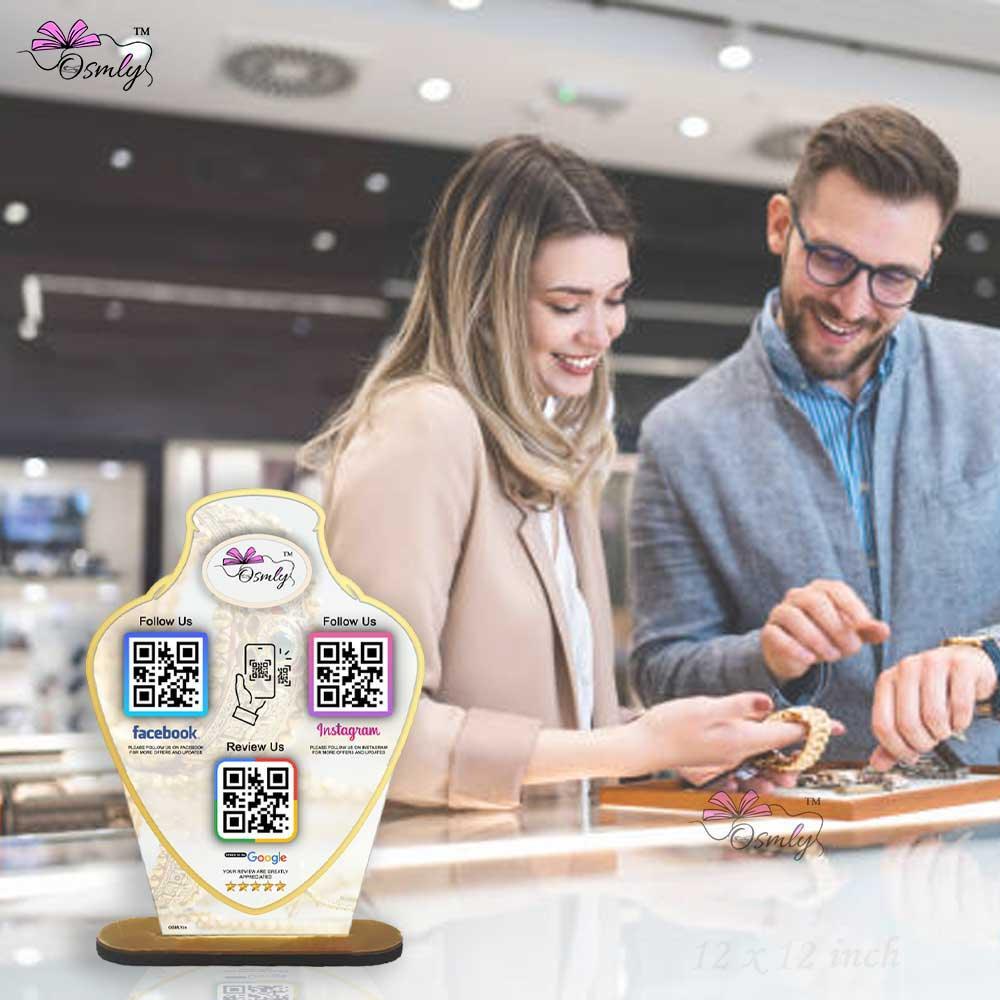 Customized Jewellery QR Review Stand - OSMLY