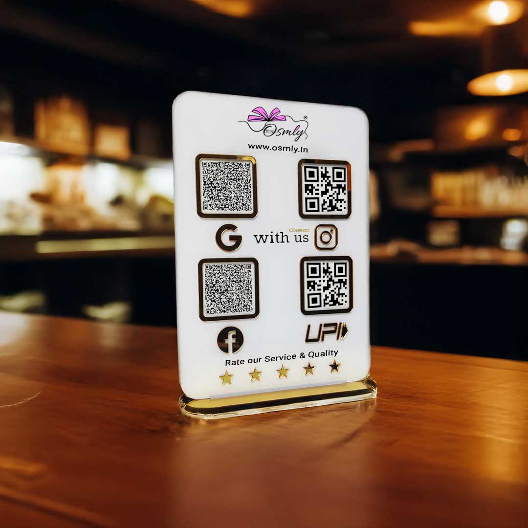 Acrylic Four QR Review Stand