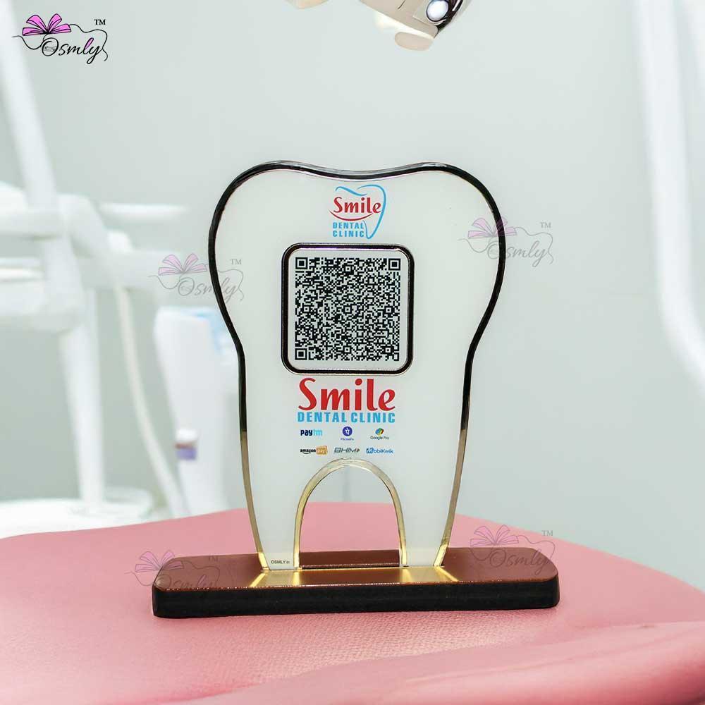 Tooth Shape UPI QR Stand-QR Code Stand-Qr Print-QrPrint