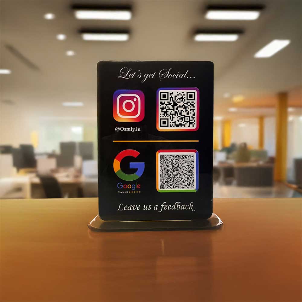 Black Instagram Google QR Stand