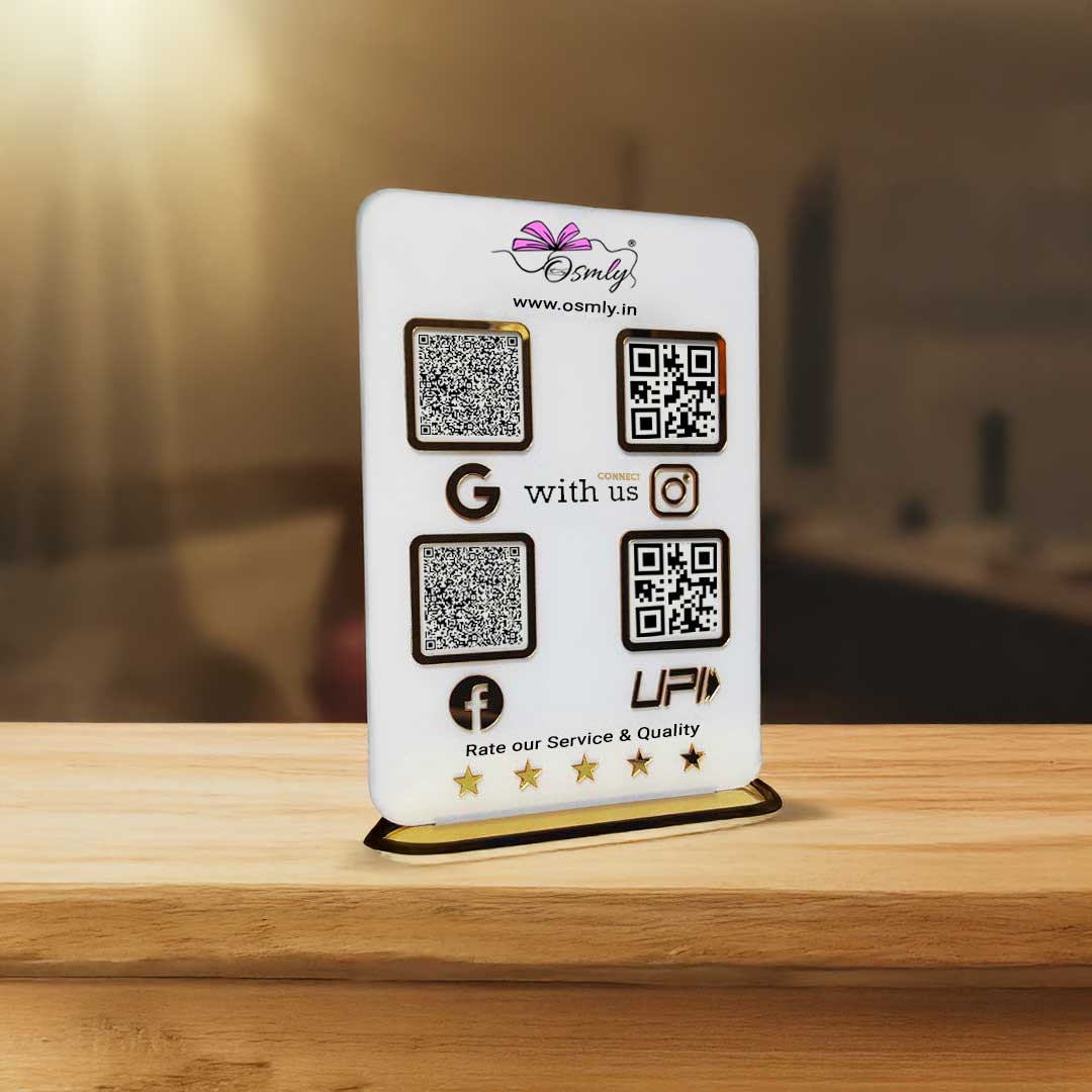 Acrylic Four QR Review Stand