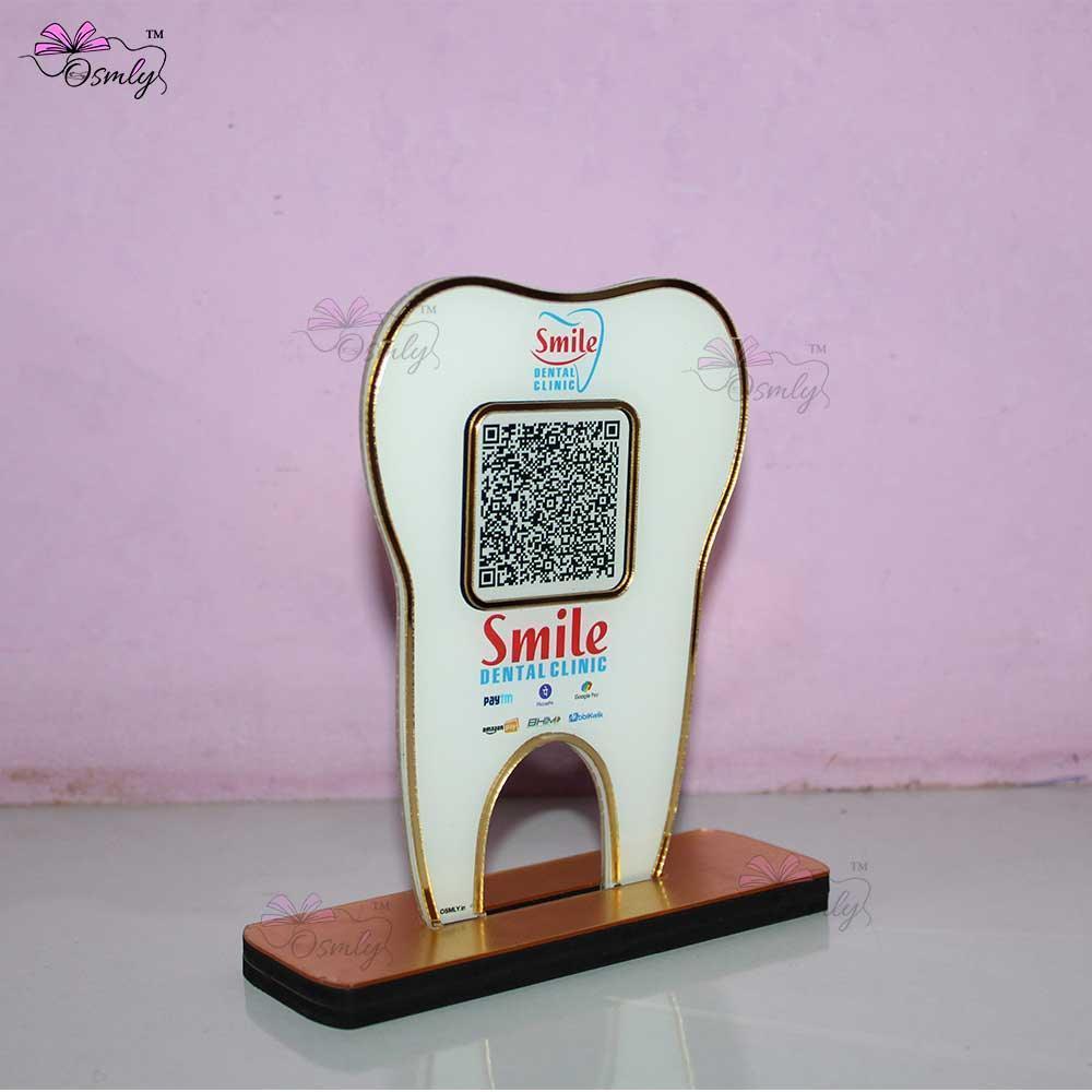 Tooth Shape UPI QR Stand-QR Code Stand-Qr Print-QrPrint